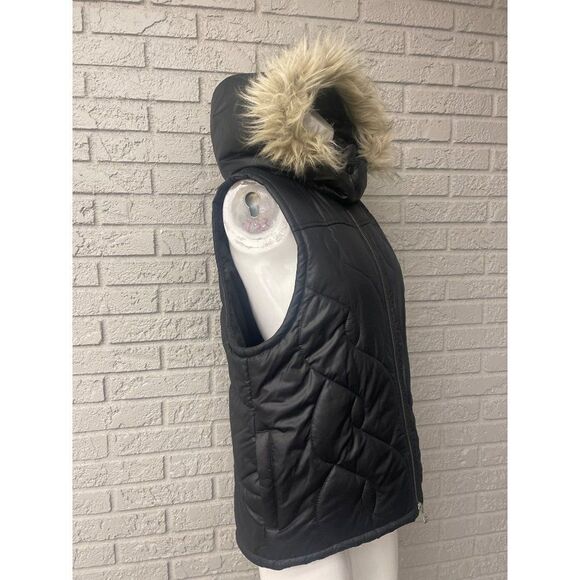 Vans Black Fort Greene Puffer Vest with Removable Faux Fur Hoodie Size XL - Picture 8 of 14